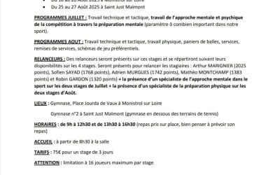 Stages de tennis de table de Jordan YAYA cet été