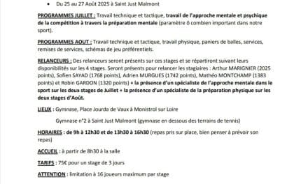 Stages de tennis de table de Jordan YAYA cet été