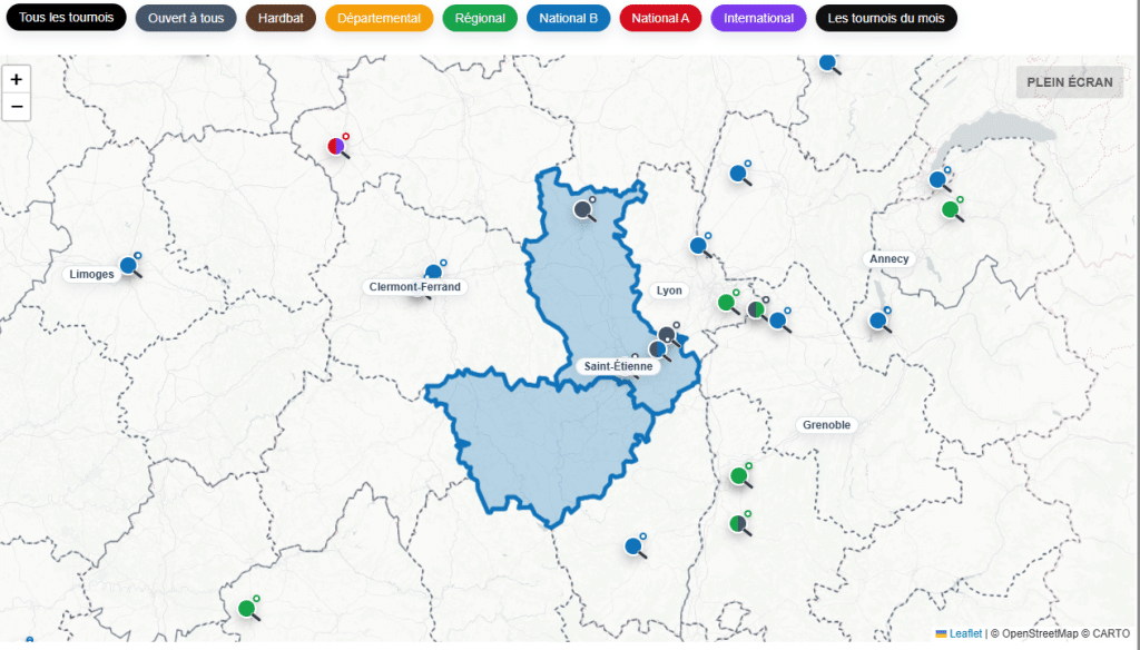 La carte des tournois