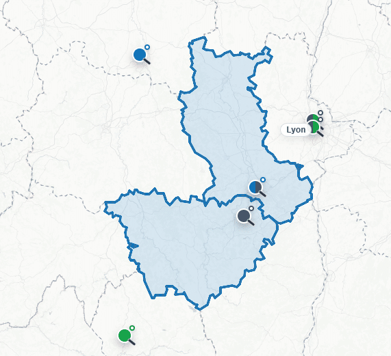 Carte des stages de tennis de table en Loire et Haute-Loire