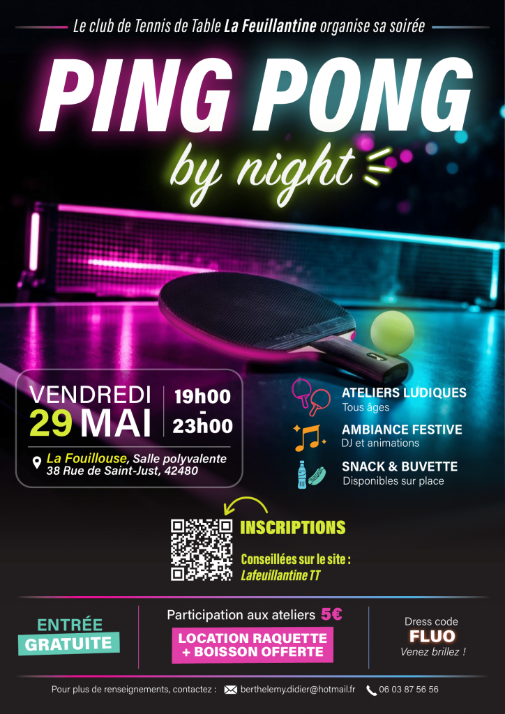 Ping Pong by Night : une soirée festive à La Fouillouse