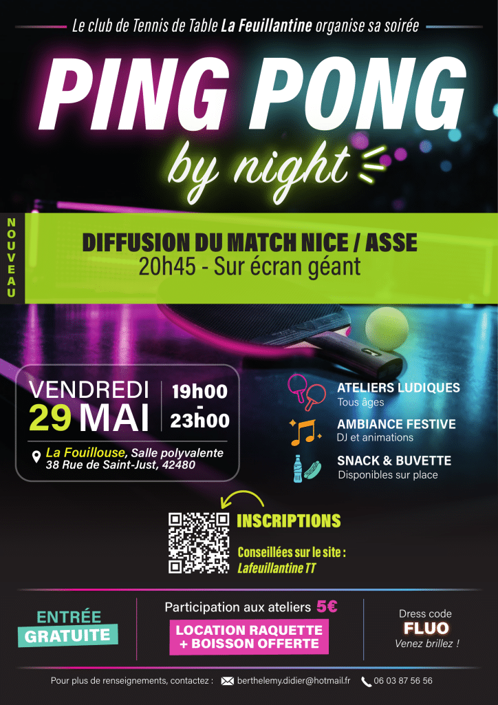 Ping Pong by Night : une soirée festive à La Fouillouse