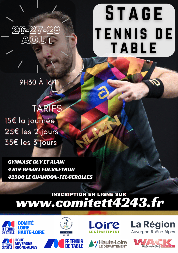 Stage de reprise du Comité – Août 2026 – tennis de table
