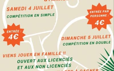 Tournoi d’été de tennis de table à Retournac les 4 et 5 juillet