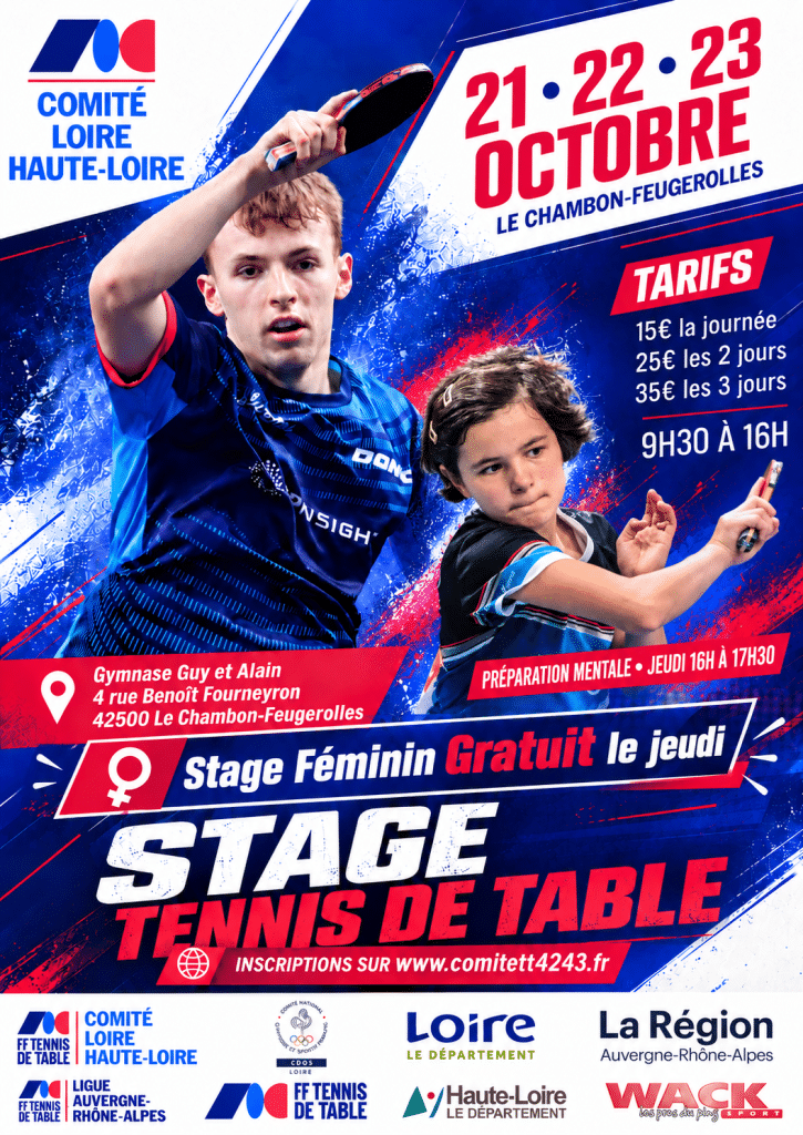 Stage de tennis de table – Octobre 2026