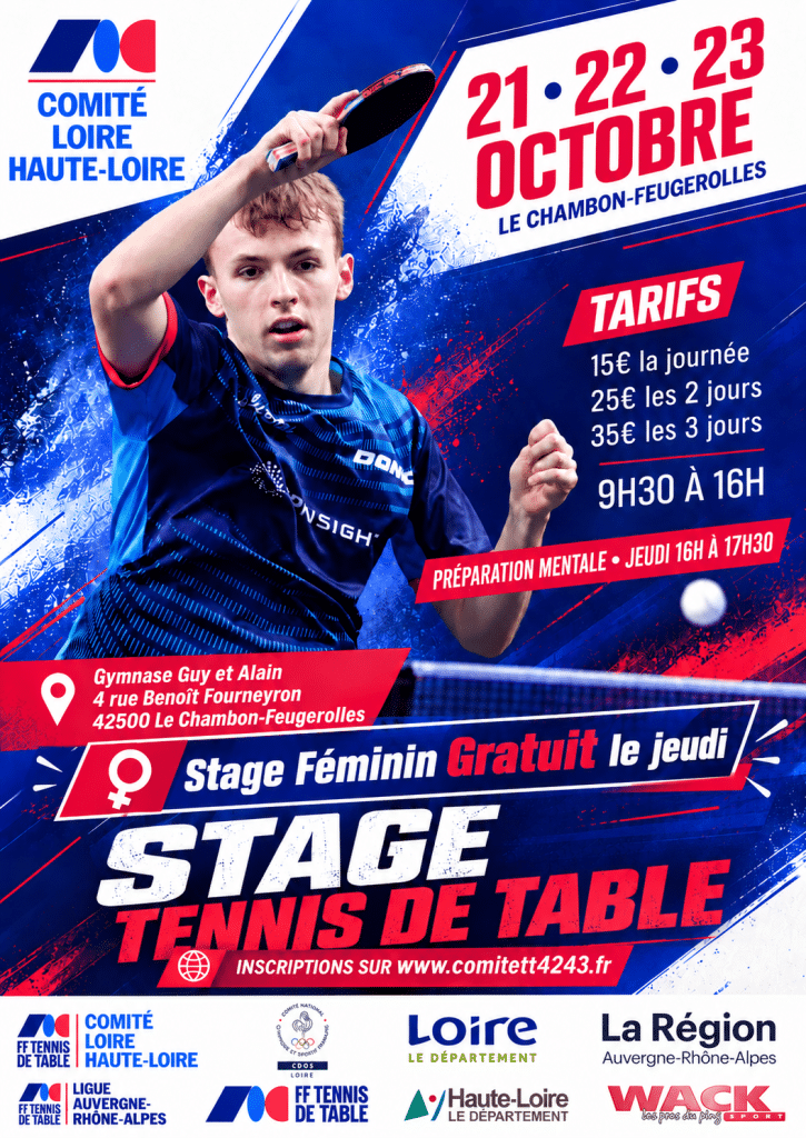 Stage de tennis de table – Octobre 2026